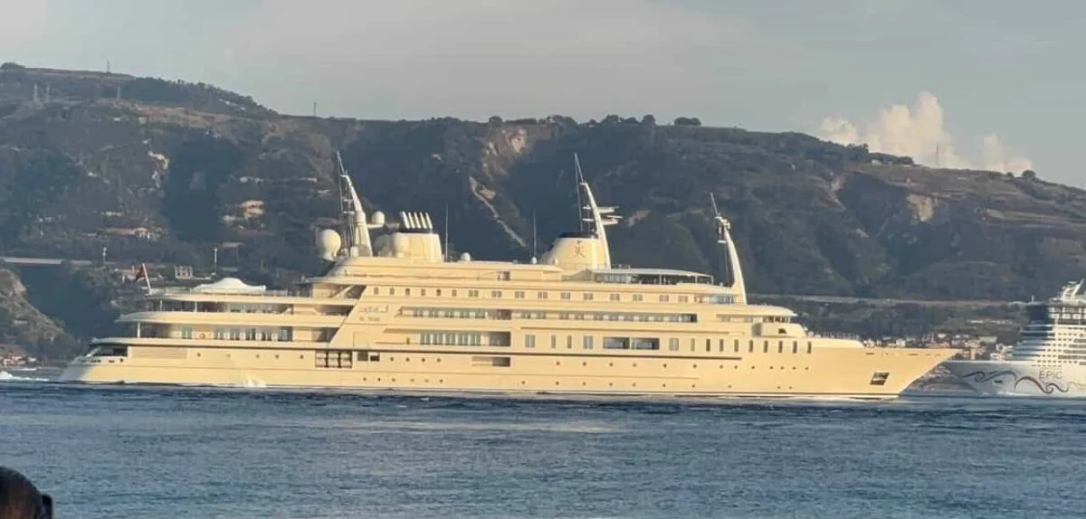 The Al Said Megayacht Crosses the Messina Strait